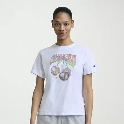 Champion Womens Crew Neck Short Sleeve Active T-shirt In White