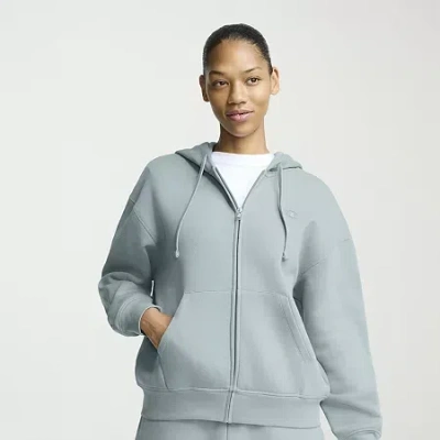 Champion Womens Fleece Long Sleeve Zipper Active Hoodie In Blue