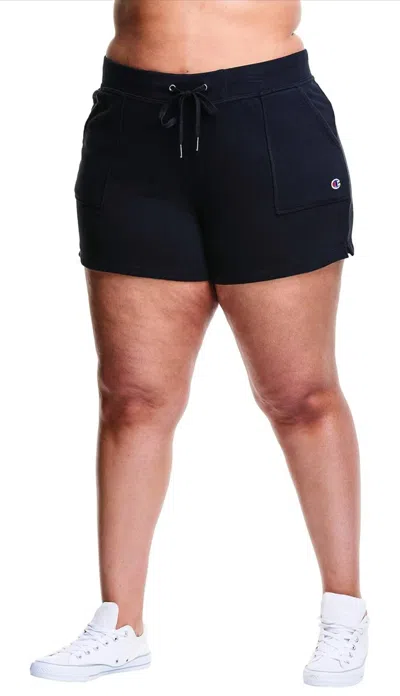 Champion Womens French Terry Plus Size Shorts In Black In Blue