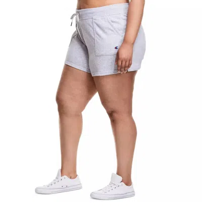 Champion Womens French Terry Plus Size Shorts In Grey In White