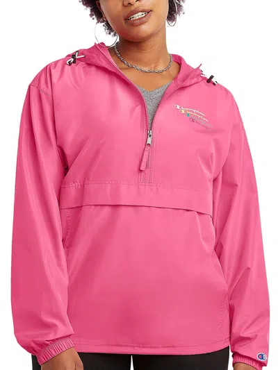 Champion Womens Hooded Polyester Windbreaker Jacket In Pink