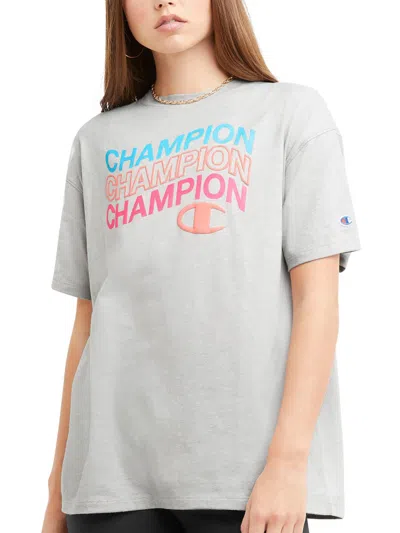 Champion Womens Logo Cotton Pullover Top In Grey