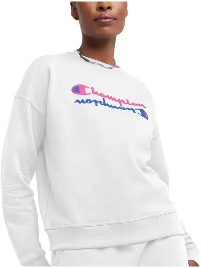 Champion Womens Logo Crewneck Sweater In White