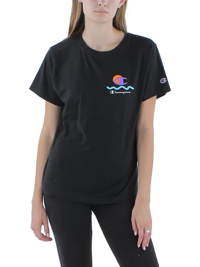 Champion Womens Logo Crewneck T-shirt In Black