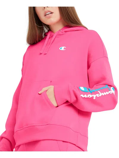 Champion Womens Logo Hooded Sweatshirt In Pink