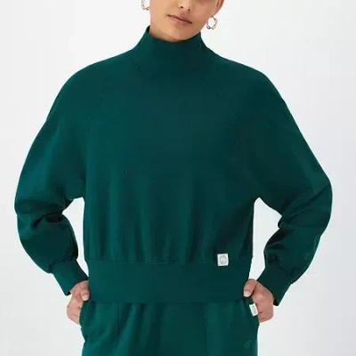 Champion Womens Long Sleeve Mock Neck Top In Green