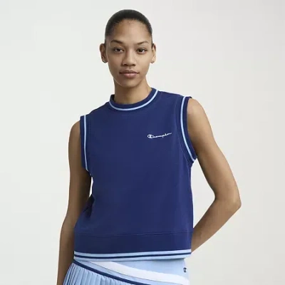 Champion Womens Mock Neck Sleeveless Muscle T-shirt In Blue