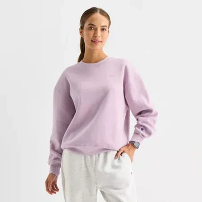 Champion Womens Powerblend Crew Neck Long Sleeve Sweatshirt In Purple