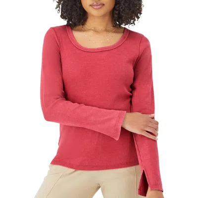 Champion Womens Ribbed Long Sleeve Pullover Top In Cardinal