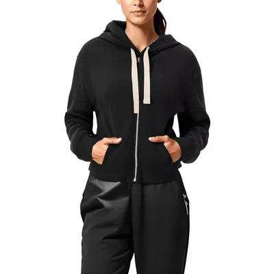 Champion Womens Short Comfy Zip Hoodie In Black