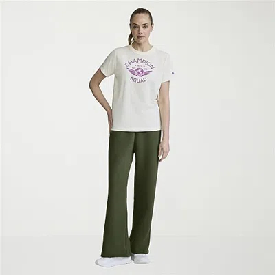 Champion Womens Wide Leg Mid Rise Regular Fit Fleece Sweatpant In Green