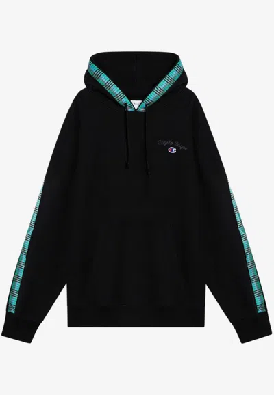 Champion X Angelo Baque Logo Patch Hooded Sweatshirt In Black