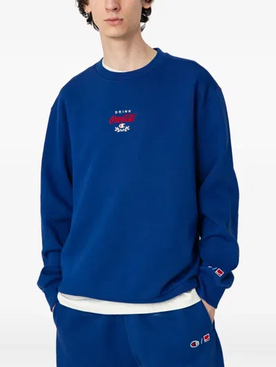 Champion X Coca Cola Embroidered-detail Sweater In Blue