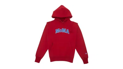 Pre-owned Champion X Moma Edition Hoodie In Cardinal Red