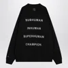 Champion X Rick Owens Oversized Black Sweatshirt With Graphic Design