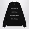 Champion X Rick Owens Oversized Black Sweatshirt With Graphic Design