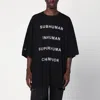 Champion X Rick Owens Oversized Black T-shirt With Contrasting Bold Text