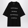 Champion X Rick Owens Oversized Black T-shirt With Contrasting Bold Text