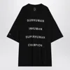 Champion X Rick Owens Oversized Black T-shirt With Contrasting Bold Text