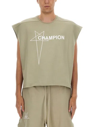 Champion X Rick Owens Cropped Micro Tatlin T Shirt In Neutral
