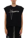 Champion X Rick Owens Cropped Micro Tatlin T Shirt In Black