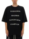 Champion X Rick Owens Oversized Black T-shirt With Contrasting Bold Text