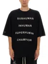 Champion X Rick Owens Oversized Black T-shirt With Contrasting Bold Text