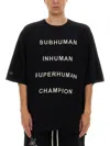 Champion X Rick Owens Oversized Black T-shirt With Contrasting Bold Text
