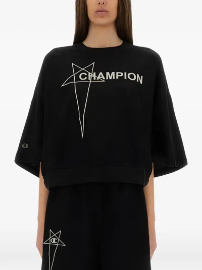 Champion Black Graphic Round Neck T-shirt