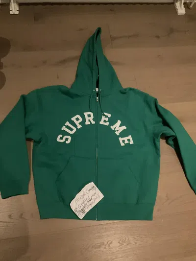 Pre-owned Champion X Supreme Champion Ss24 Zip Up Hooded Sweatshirt Green