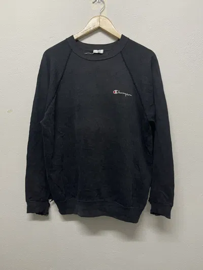 Pre-owned Champion X Vintage 80's -90s Champion Distressed Sweatshirt Hanes Tag In Black