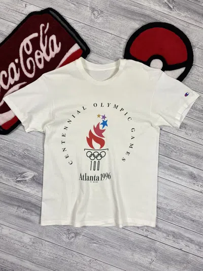Pre-owned Champion X Vintage Champion Atlanta 1996 Centennial Olympic Games In White