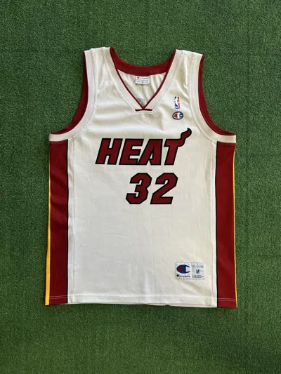Pre-owned Champion X Vintage Champion Miami Heat Shaquille O'neal 32 Nba Jersey In White