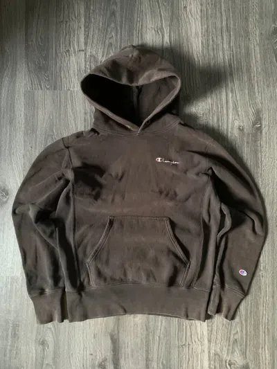 Pre-owned Champion X Vintage Crazy Champion Vintage Y2k Super Faded Hoodie Grunge M In Faded To Brown