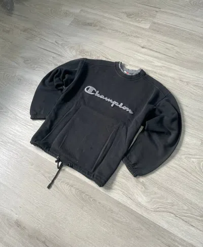 Pre-owned Champion X Vintage Men's Sweatshirt Champion Big Logo Y2k In Black