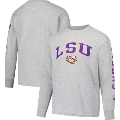 Champion Kids' Youth  Gray Lsu Tigers Distressed Arch Over Logo Long Sleeve T-shirt