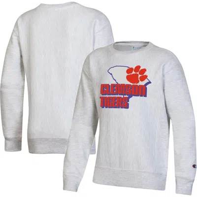 Champion Kids' Youth  Heather Gray Clemson Tigers Reverse Weave Pullover Sweatshirt
