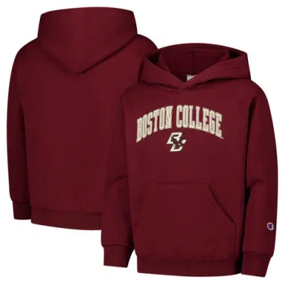Champion Kids' Youth  Maroon Boston College Eagles Campus Pullover Hoodie In Burgundy