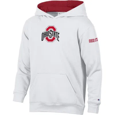 Champion Youth  White/scarlet Ohio State Buckeyes Volume Fleece Hoodie