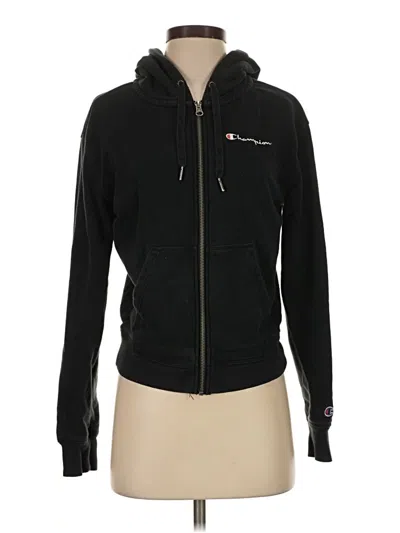 Pre-owned Champion Zip Up Hoodie In Black