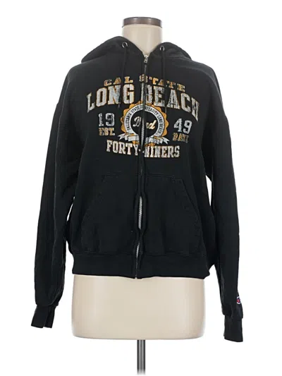 Pre-owned Champion Zip Up Hoodie In Black