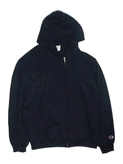 Pre-owned Champion Kids' Zip Up Hoodie In Blue