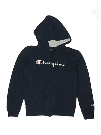 Pre-owned Champion Kids' Zip Up Hoodie In Blue