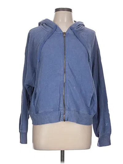 Pre-owned Champion Zip Up Hoodie In Blue