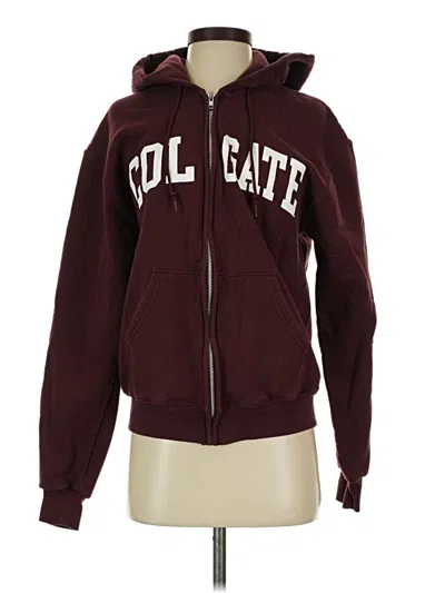 Pre-owned Champion Zip Up Hoodie In Burgundy