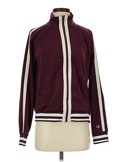 Pre-owned Champion Zip Up Hoodie In Burgundy