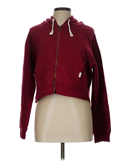 Pre-owned Champion Zip Up Hoodie In Burgundy