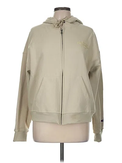Pre-owned Champion Zip Up Hoodie In Gold