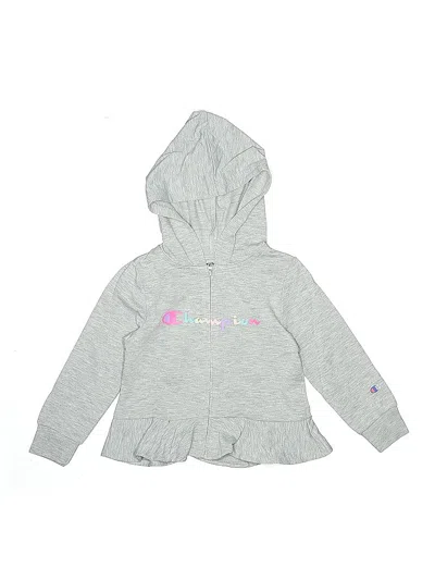 Pre-owned Champion Kids' Zip Up Hoodie In Gray