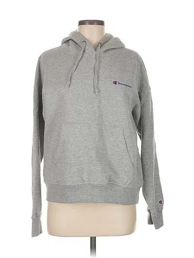 Pre-owned Champion Zip Up Hoodie In Gray